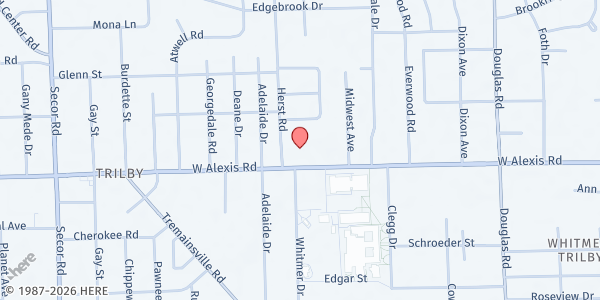 Map showing Nightingales Harvest Cancer Family Pantry at 2820 West Alexis Road, Whitmer-Trilby, OH