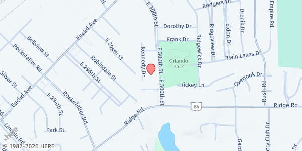 Map showing Vineyard Community Church at 1928 E 300th St, Wickliffe, OH