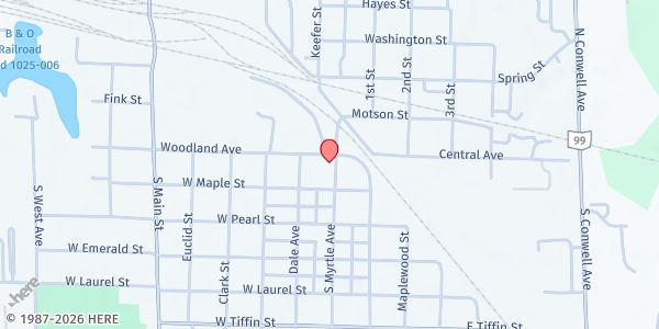 Map showing Willard Area Food Bank at 8 Myrtle Avenue, Willard, OH