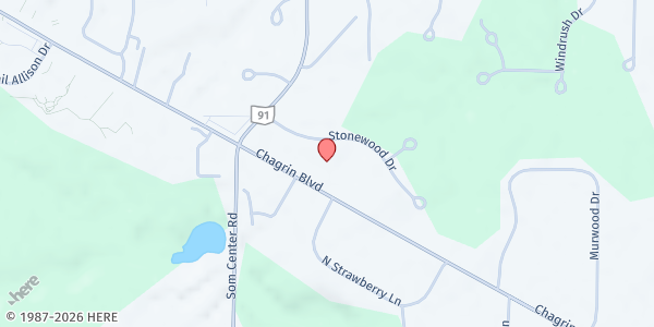 Map showing Daniels Park and Dam at 38401 Johnnycake Ridge Rd, Willoughby, OH