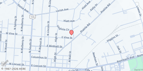 Map showing Faith Evangelical Lutheran Church at 421 East Vine Street, Wilmington, OH