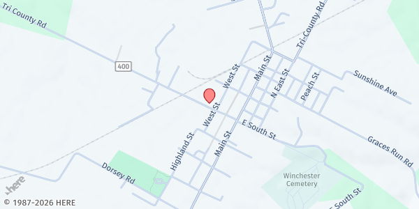 Map showing Winchester Church of Christ in Christian Union - Food Distribution Center at 1540 Tri-County Rd, Winchester, OH