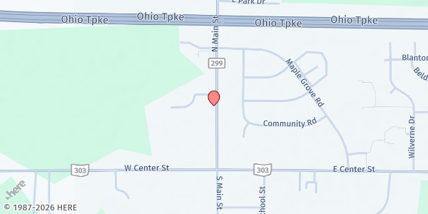 Map showing Windham UMC - Meal Distribution at 9051 N Main St, Windham, OH