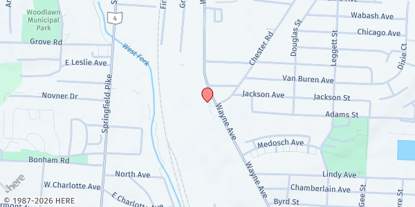 Map showing Lincoln Heights Valley Boosters Distribution at 9931 Wayne Ave, Woodlawn, OH