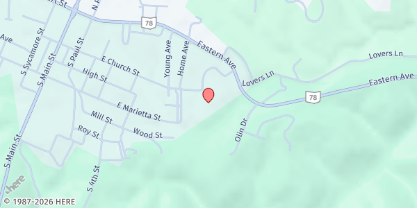 Map showing Monroe County Senior Center - GMN at 118 Home Avenue, Woodsfield, OH