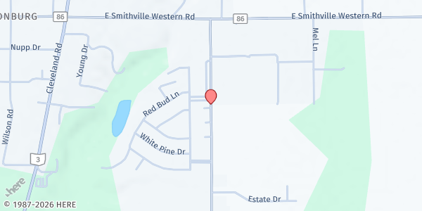 Map showing Hands of Grace United Pentecostal Church at 4497 Melrose Drive, Wooster, OH