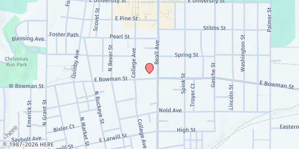 Map showing People to People Ministries at 454 E. Bowman St., Wooster, OH
