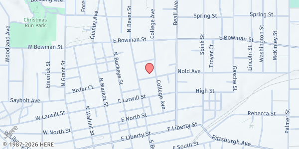 Map showing Wooster Hope Center at 807 S. Spruce St., Wooster, OH