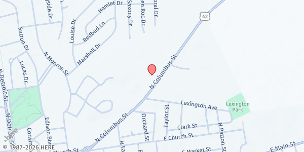 Map showing First United Christian Church at 626 N. Columbus St., Xenia, OH