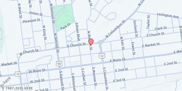 Map showing United AME Church Pantry at 286 E Church St., Xenia, OH