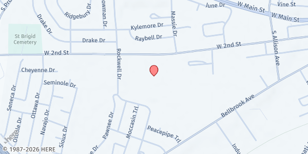 Map showing Xenia Community Center at 1265 W. Second Street, Xenia, OH