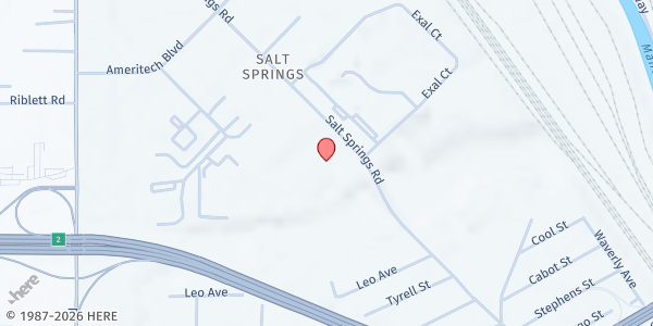 Map showing Second Harvest Food Bank of the Mahoning Valley at 2508 Salt Springs Road, Youngstown, OH