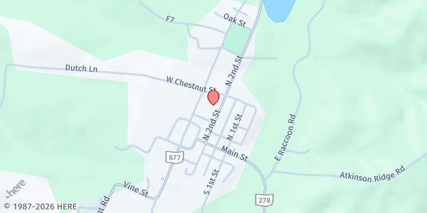 Map showing St. Sylvester's Parish Hall at 119 N 2nd St, Zaleski, OH