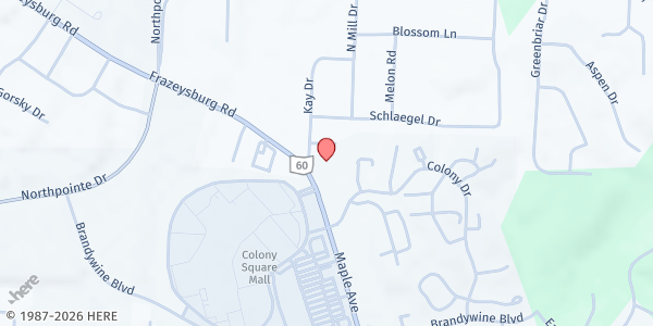 Map showing Coburn UMC Pantry at 3618 Maple Avenue, Zanesville, OH