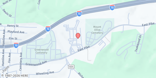 Map showing Muskingum County Center For Seniors at 200 Sunrise Center Rd, Zanesville, OH