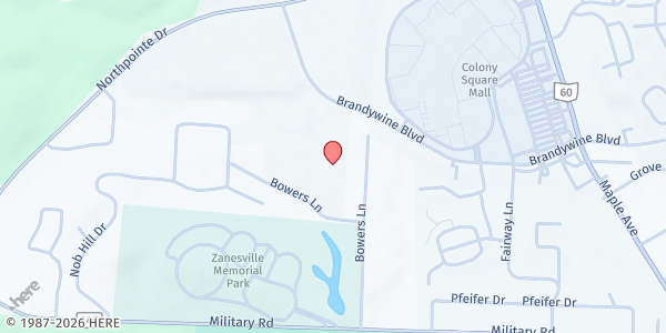 Map showing North Terrace Food Pantry at 1420 Brandywine Boulevard, Zanesville, OH