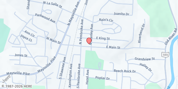 Map showing South Zanesville UMC Food Pantry at 53 E MAIN ST, ZANESVILLE, OH