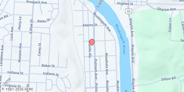 Map showing The Salvation Army - Zanesville at 515 Putnam Avenue, Zanesville, OH