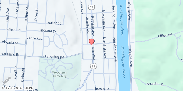 Map showing Trulight Ministries at 807 Putnam Ave, Zanesville, OH