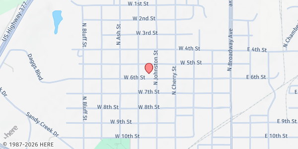 Map showing Asbury United Methodist Church at 508 W. 6th, Ada, OK