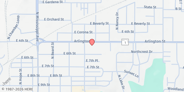 Map showing Big Five Community Services - Ada at 1023 Arlington St., Ada, OK
