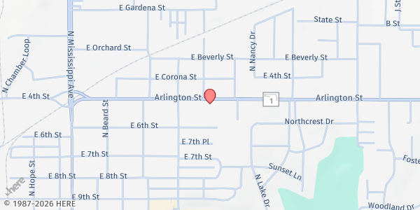 Map showing Southeastern Oklahoma Family Services at 1201 Arlington Suite G, Ada, OK