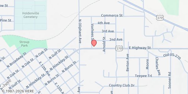 Map showing Southern Oklahoma Nutrition Program of Allen at 206 E Highway 1, Allen, OK