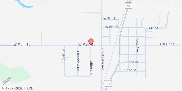 Map showing FBC Amber at 308 W Main St, Amber, OK