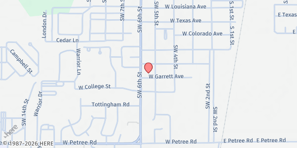 Map showing Salvation Army of Grady and Caddo Counties at 515 W Garrett St, Anadarko, OK