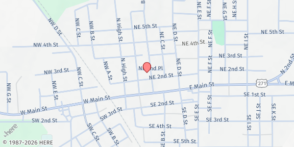 Map showing First Baptist Church - Antlers at 204 NE B St., Antlers, OK