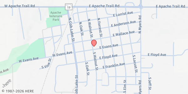 Map showing Apache Senior Citizen Center at 301 Evans Ave., Apache, OK