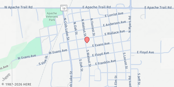 Map showing Apache Senior Nutrition Center at 301 Evans, Apache, OK