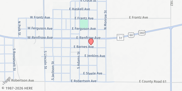 Map showing Arnett Christian Church at 108 N Jefferson St, Arnett, OK