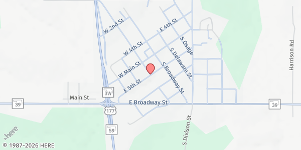 Map showing Citizens Band Potowatomi - Food Distribution Center at 5th St, Asher, OK