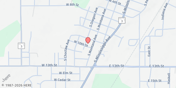 Map showing INCA Community Services Atoka County at 371 W. 10th St., Atoka, OK