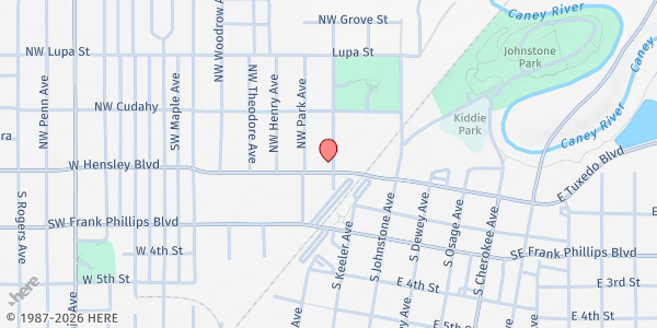 Map showing City Compassion at 320 W Hensley, Bartlesville, OK