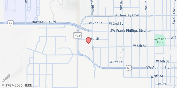 Map showing Mary Martha Outreach at 1845 SW 4th, Bartlesville, OK