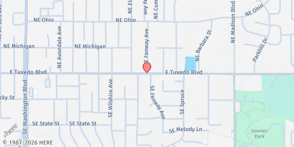 Map showing New Life Pentecostal Church at 4700 E. Tuxedo Blvd., Bartlesville, OK