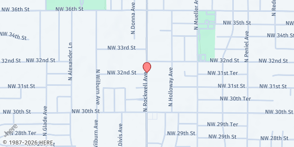 Map showing Bethany Church of Christ at 3303 N Rockwell Ave, Bethany, OK