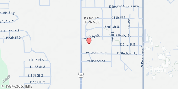 Map showing St Clements Community Outreach at 15501 S Memorial Dr, Bixby, OK