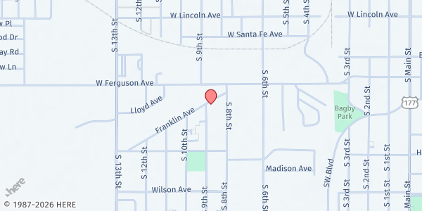 Map showing House of Prayer Blackwell at 900 S 9th St, Blackwell, OK