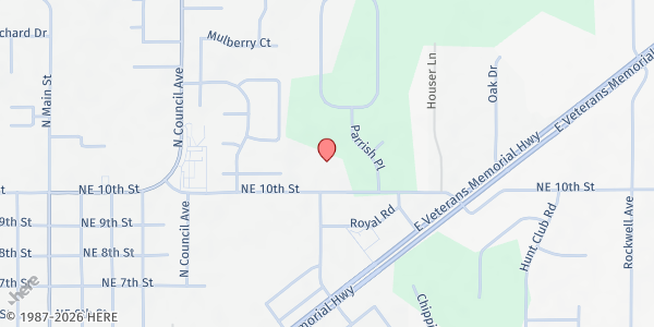 Map showing First Baptist of Blanchard at 919 NE 10th St, Blanchard, OK