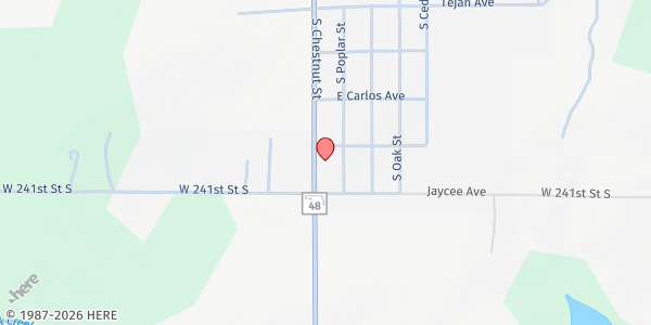 Map showing Bristow Social Services Inc. at 1705 S. Chestnut, Bristow, OK