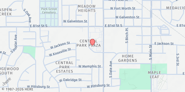 Map showing Arms Around BA at 840 S Elm Pl, Broken Arrow, OK