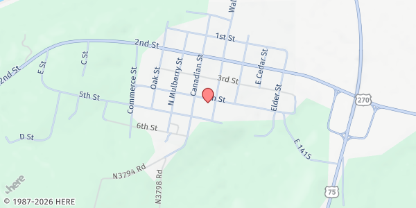 Map showing Loaves and Fishes of Calvin at 507 4th St, Calvin, OK