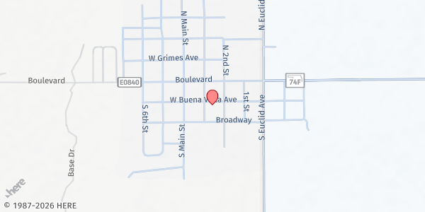 Map showing Loaves and Fishes of Cashion at 214 Buena Vista Ave., Cashion, OK