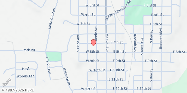 Map showing Five Loaves Food Pantry (Straight Street) at 701 Steele Ave, Chandler, OK