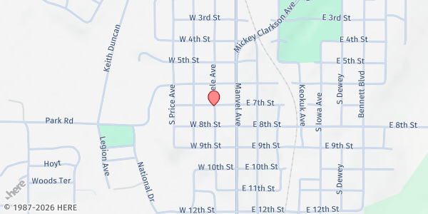 Map showing Straight Street Ministries - Five Loaves Food Pantry at 701 Steele Ave., Chandler, OK