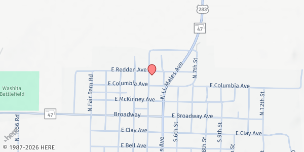 Map showing Cheyenne Senior Center at 309 Cearlock Ave., Cheyenne, OK