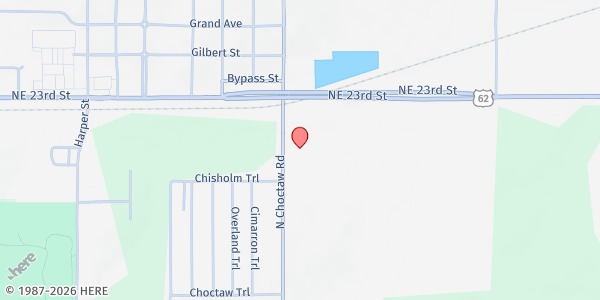 Map showing Eastern Oklahoma County Resource Center at 1850 Commerce St, Choctaw, OK